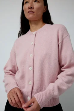 Ada Crewneck Cardigan in Pink
