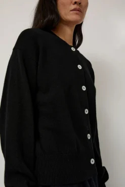 Ada Crewneck Cardigan in Black