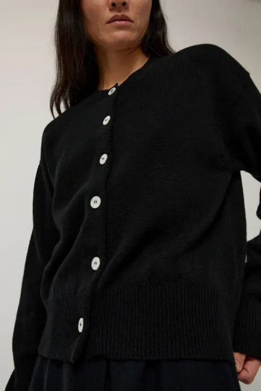 Ada Crewneck Cardigan in Black