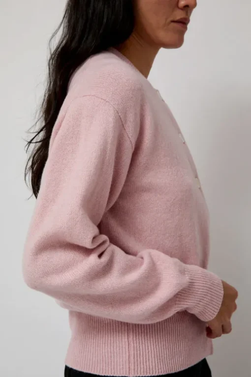 Ada Crewneck Cardigan in Pink