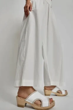 Alexis Clog on Mid Heel in White Patent