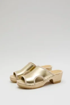 Alexis Clog on Mid Heel in Gold