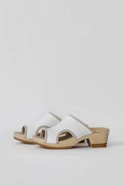 Alexis Clog on Mid Heel in White Patent