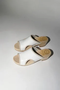 Alexis Clog on Mid Heel in White Patent