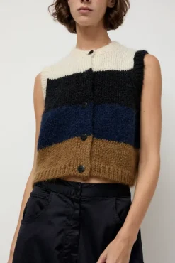 Alpaca Mohair Waistcoat in Stripe