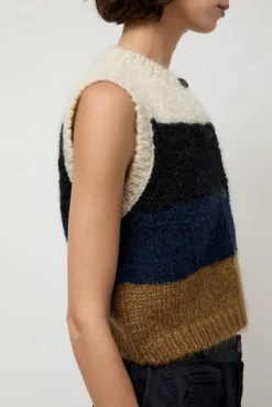 Alpaca Mohair Waistcoat in Stripe