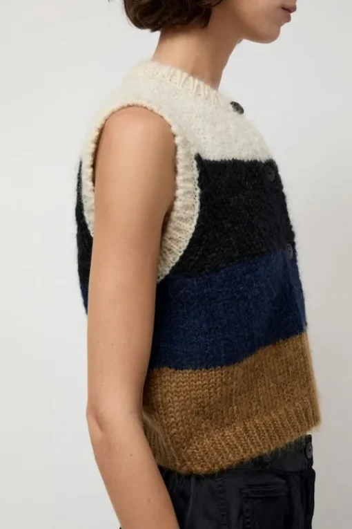 Alpaca Mohair Waistcoat in Stripe
