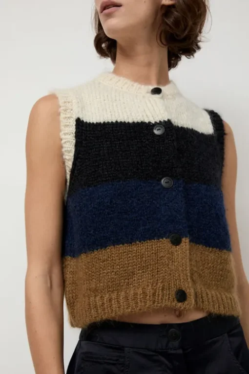 Alpaca Mohair Waistcoat in Stripe