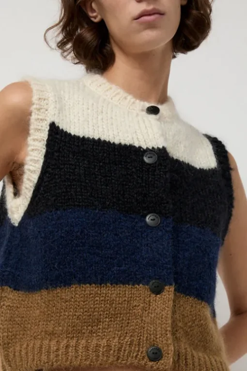Alpaca Mohair Waistcoat in Stripe