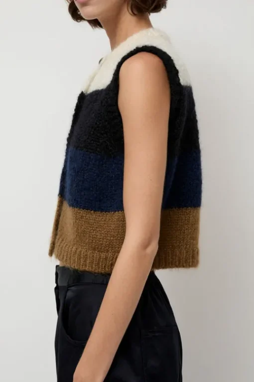 Alpaca Mohair Waistcoat in Stripe
