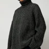 Alpaca Rib Turtleneck in Charcoal