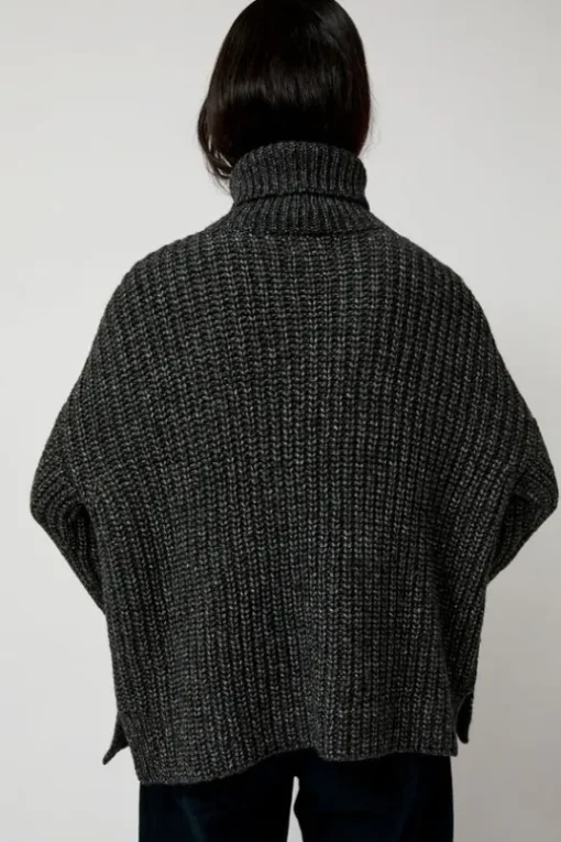 Alpaca Rib Turtleneck in Charcoal