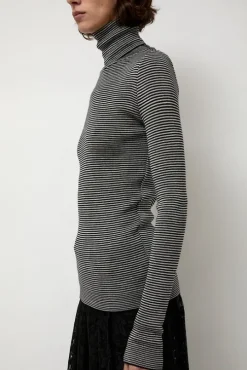 Alpha Rollneck in Espresso Fine Stripes