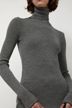 Alpha Rollneck in Espresso Fine Stripes