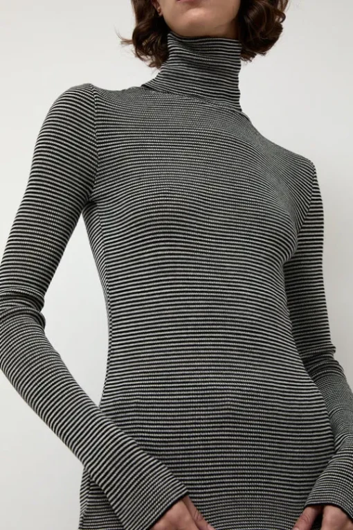 Alpha Rollneck in Espresso Fine Stripes