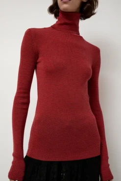 Alpha Rollneck in Paradise Red Fine Stripes