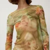Arc Long Sleeve Top in Sage Molten Floral