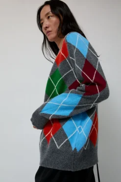 Argyle Crewneck Sweater in Derby and Adonis