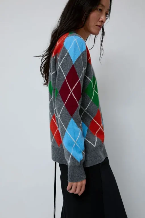 Argyle Crewneck Sweater in Derby and Adonis