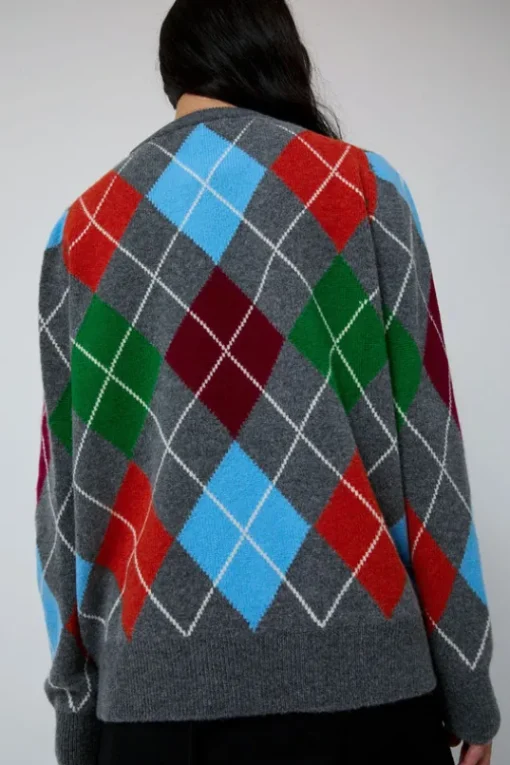 Argyle Crewneck Sweater in Derby and Adonis
