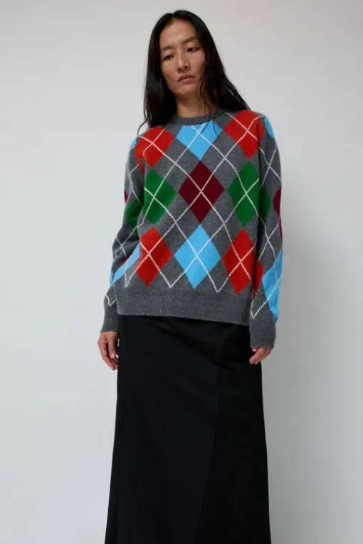 Argyle Crewneck Sweater in Derby and Adonis