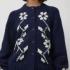 Atomic Flower Cardigan in Navy