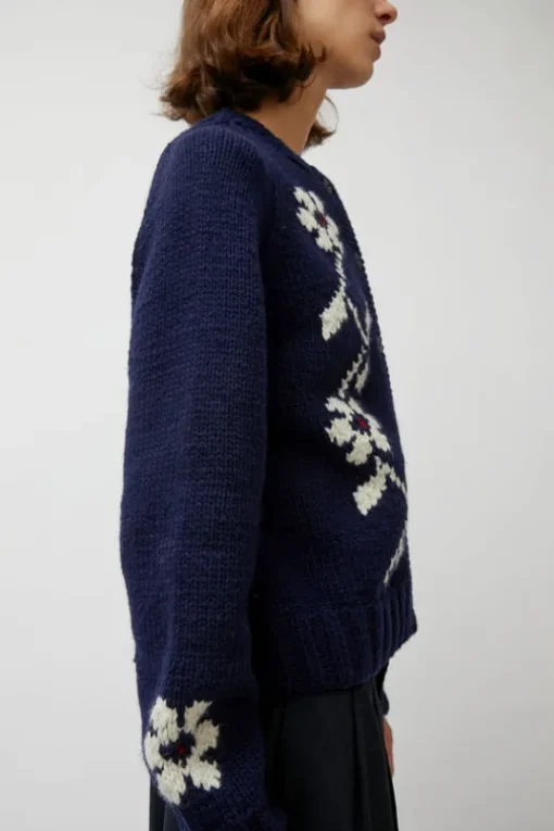 Atomic Flower Cardigan in Navy