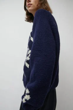 Atomic Flower Cardigan in Navy