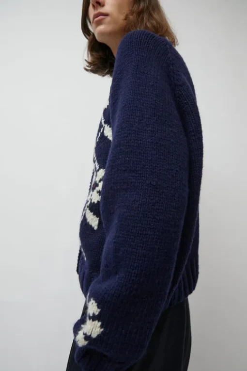 Atomic Flower Cardigan in Navy