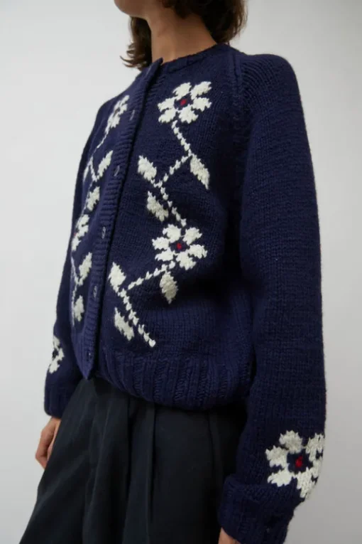 Atomic Flower Cardigan in Navy