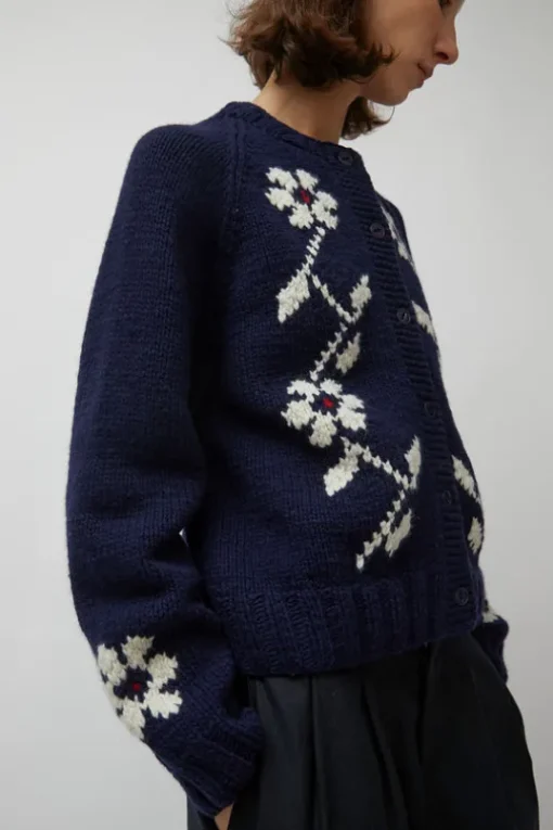 Atomic Flower Cardigan in Navy