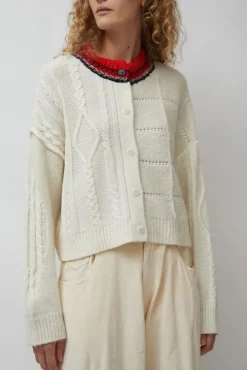 Baby Alpaca Textured Cardigan in Cream