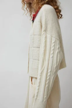 Baby Alpaca Textured Cardigan in Cream