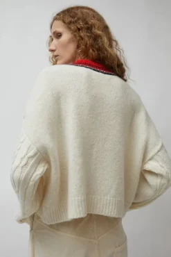 Baby Alpaca Textured Cardigan in Cream