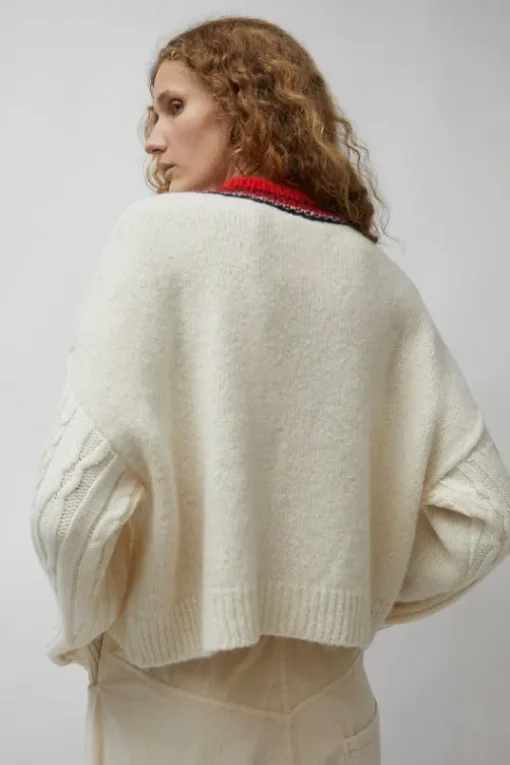 Baby Alpaca Textured Cardigan in Cream