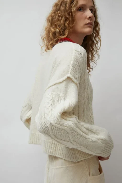 Baby Alpaca Textured Cardigan in Cream