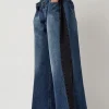 Baggy Jeans with Contrast Sidelines in Blue and Black
