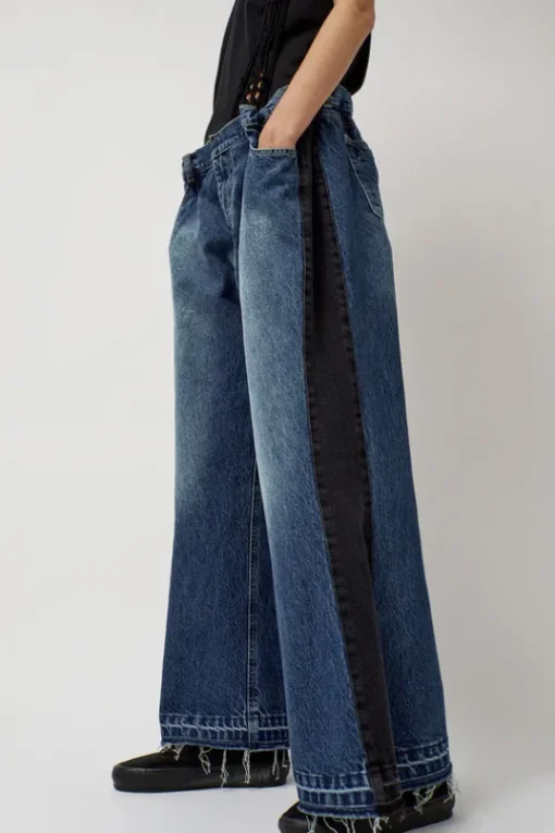 Baggy Jeans with Contrast Sidelines in Blue and Black