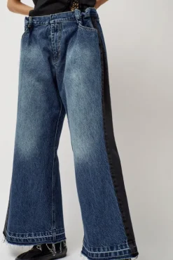 Baggy Jeans with Contrast Sidelines in Blue and Black