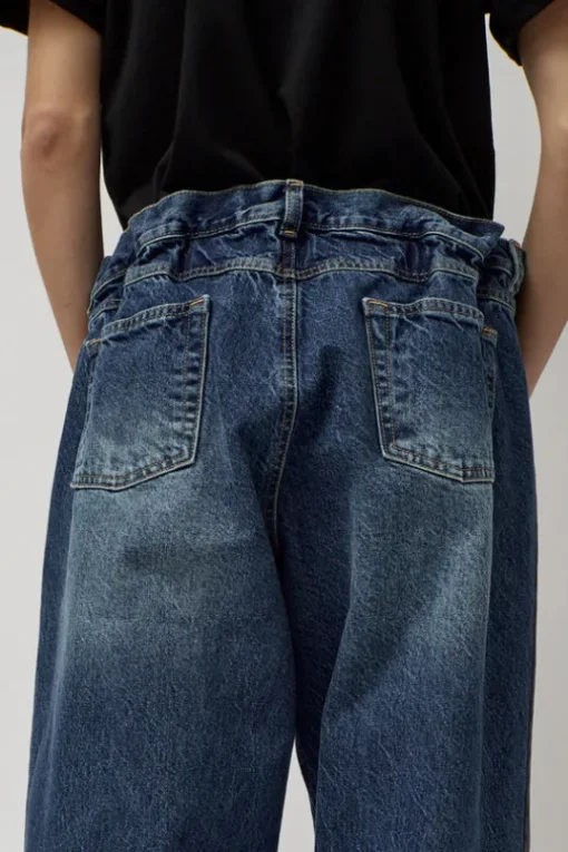 Baggy Jeans with Contrast Sidelines in Blue and Black