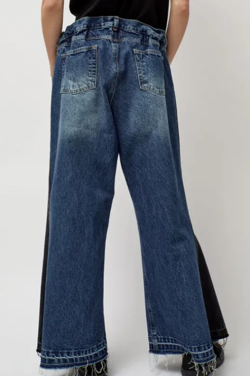 Baggy Jeans with Contrast Sidelines in Blue and Black