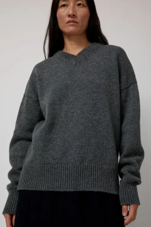 Balla Slouch V Neck Sweater in Derby Grey