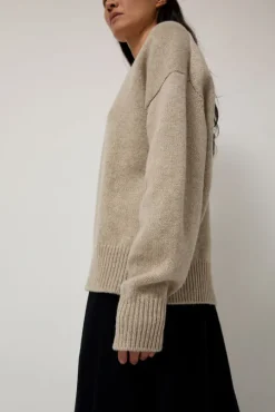 Balla Slouch V Neck Sweater in Beige