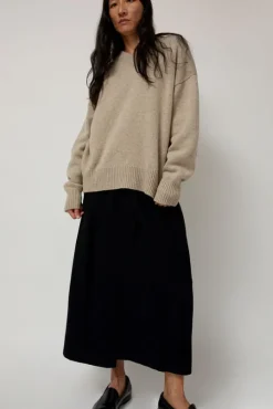 Balla Slouch V Neck Sweater in Beige