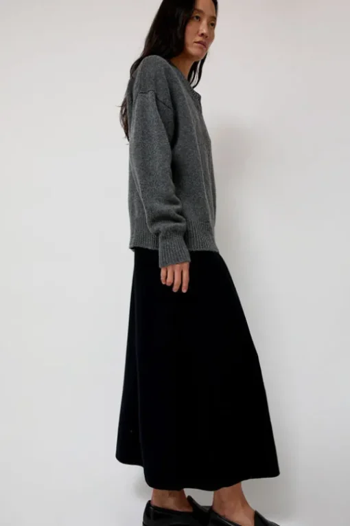 Balla Slouch V Neck Sweater in Derby Grey
