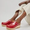 Bella Clog on Mid Wedge in Red Patent with Eyelets
