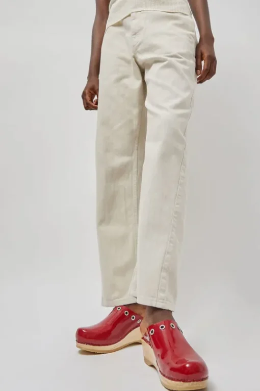Bella Clog on Mid Wedge in Red Patent with Eyelets