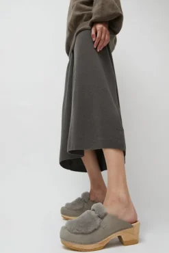 Billie Fur Clog on Mid Heel in Mist
