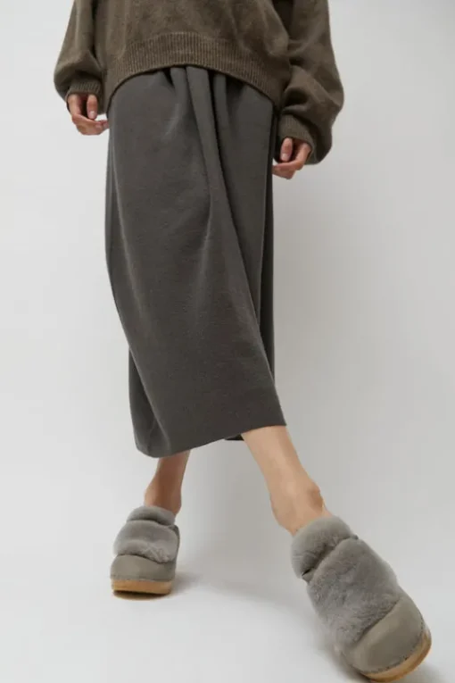 Billie Fur Clog on Mid Heel in Mist