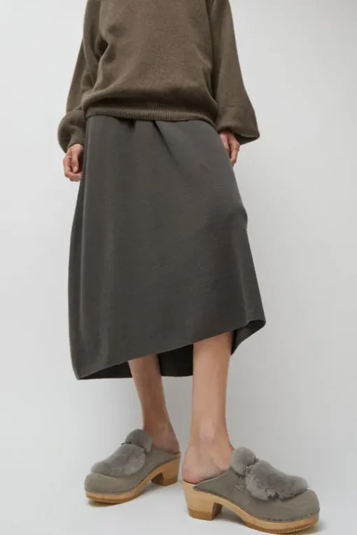 Billie Fur Clog on Mid Heel in Mist